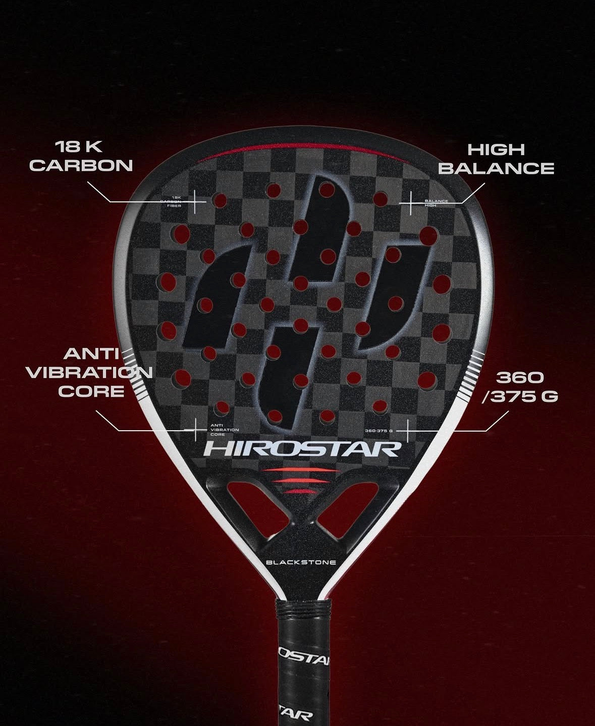 Hirostar Blackstone 18K Carbon Fiber Padel Racket EVA Core