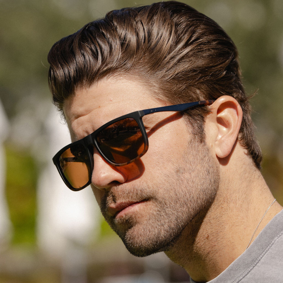 JACOB Rectangular Classic Men's Sunglasses in Matte Black Tortoise by WMP Eyewear