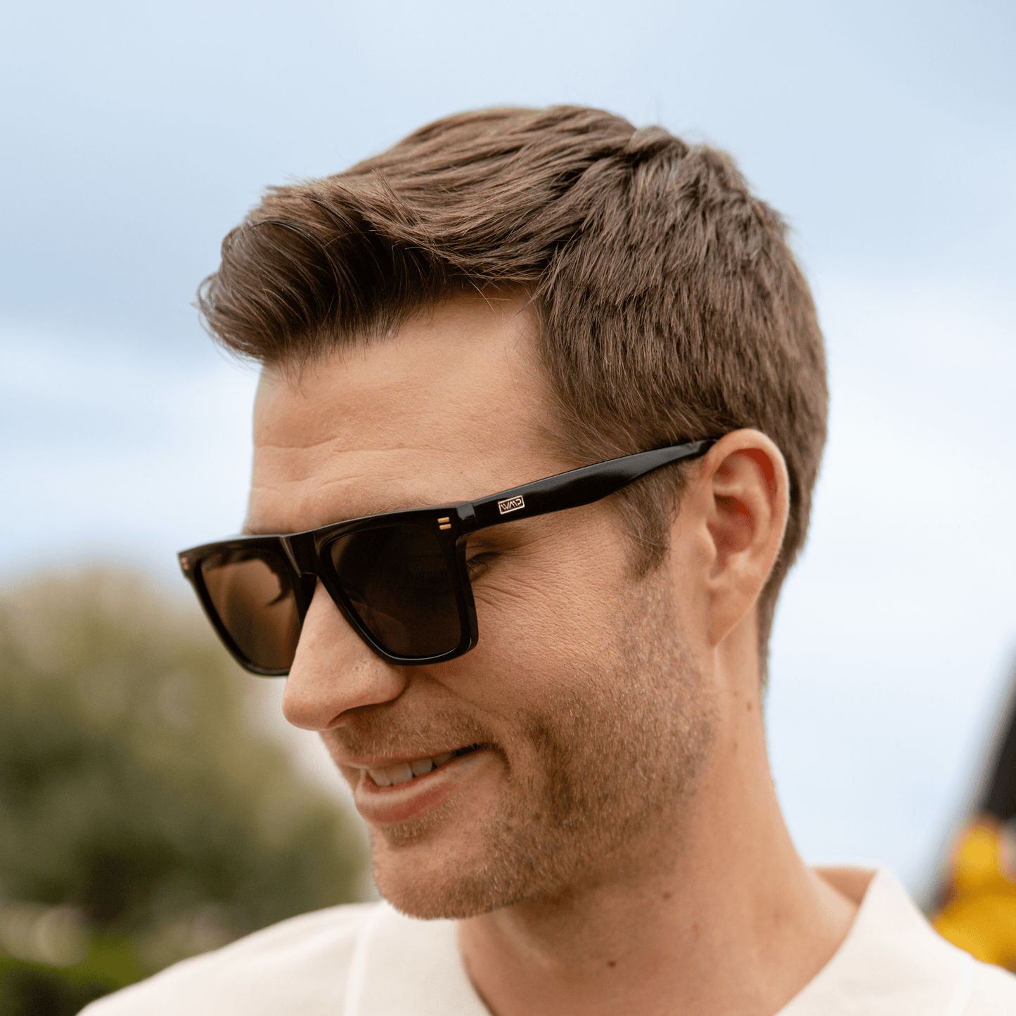 ACE Square Men's Golf Sunglasses in Glossy Black by WMP Eyewear