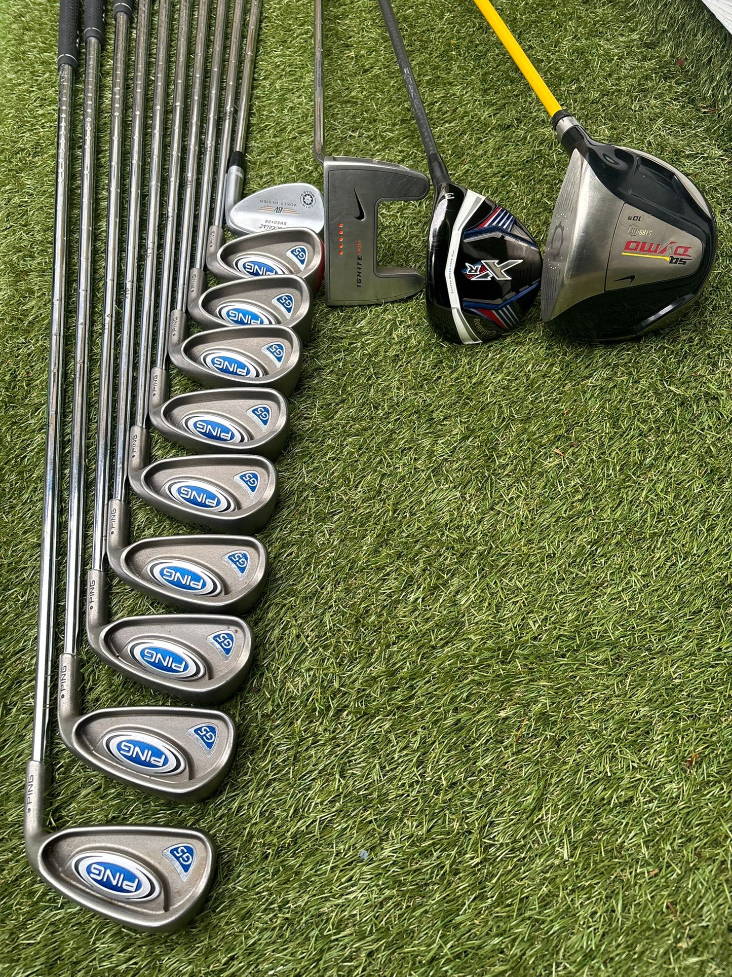 PING G5 Irons, Callaway XR 5 Wood, Nike SQ Dymo Driver, Vokey Wedge & Brand New Waterproof Stand Bag Golf Set