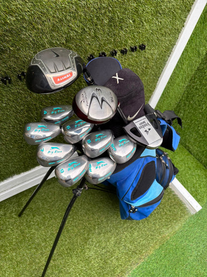 Slazenger Iron-Woods, Nike Driver, Wilson Fairway Wood, Voodoo Daddy Putter & Stand Bag