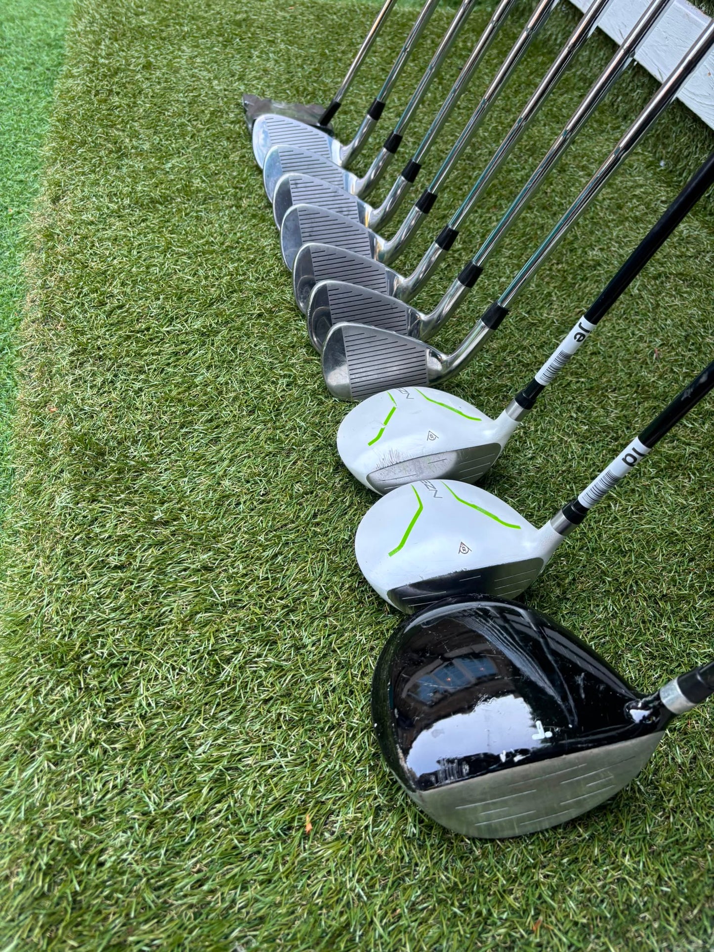 Masters GX1 Irons, Trilogy Ti-Matrix Driver, Dunlop NZ9 Fairway Woods, Wilson Infinite Buckingham Putter & PowaKaddy Cart Bag