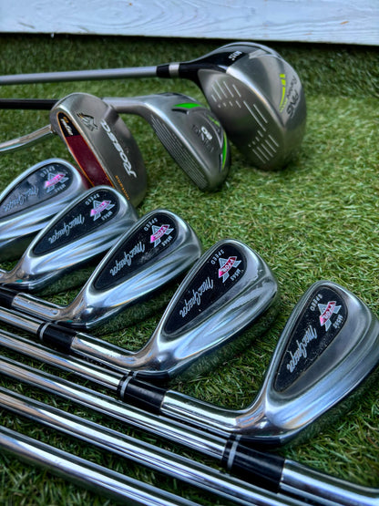 MacGregor V-Foil M565 Irons, Ping Driver, Ping Hybrid, TaylorMade Putter & Premium OUUL Camouflage Stand Bag