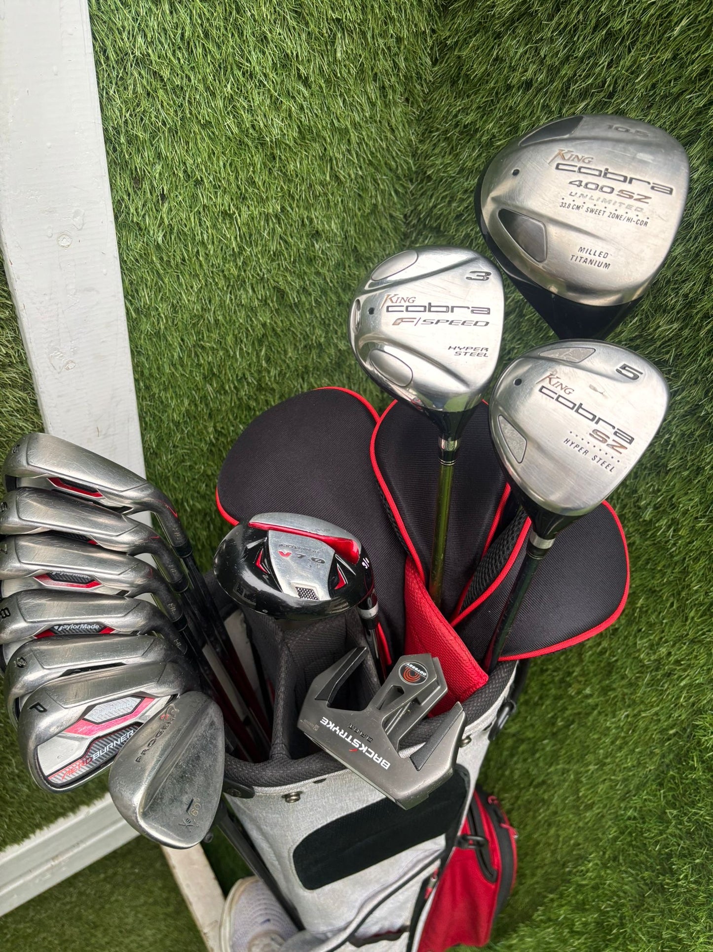 TaylorMade AeroBurner Irons + Cobra Woods + Nike Stand Bag