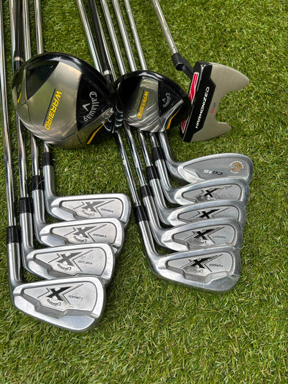 Callaway X Forged Irons, Callaway Warbird Woods, Cleveland CG16 Wedge & TaylorMade Cart Bag