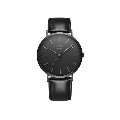 Modern Font Engraving - Men's Minimalist Watch + Jet Black Strap