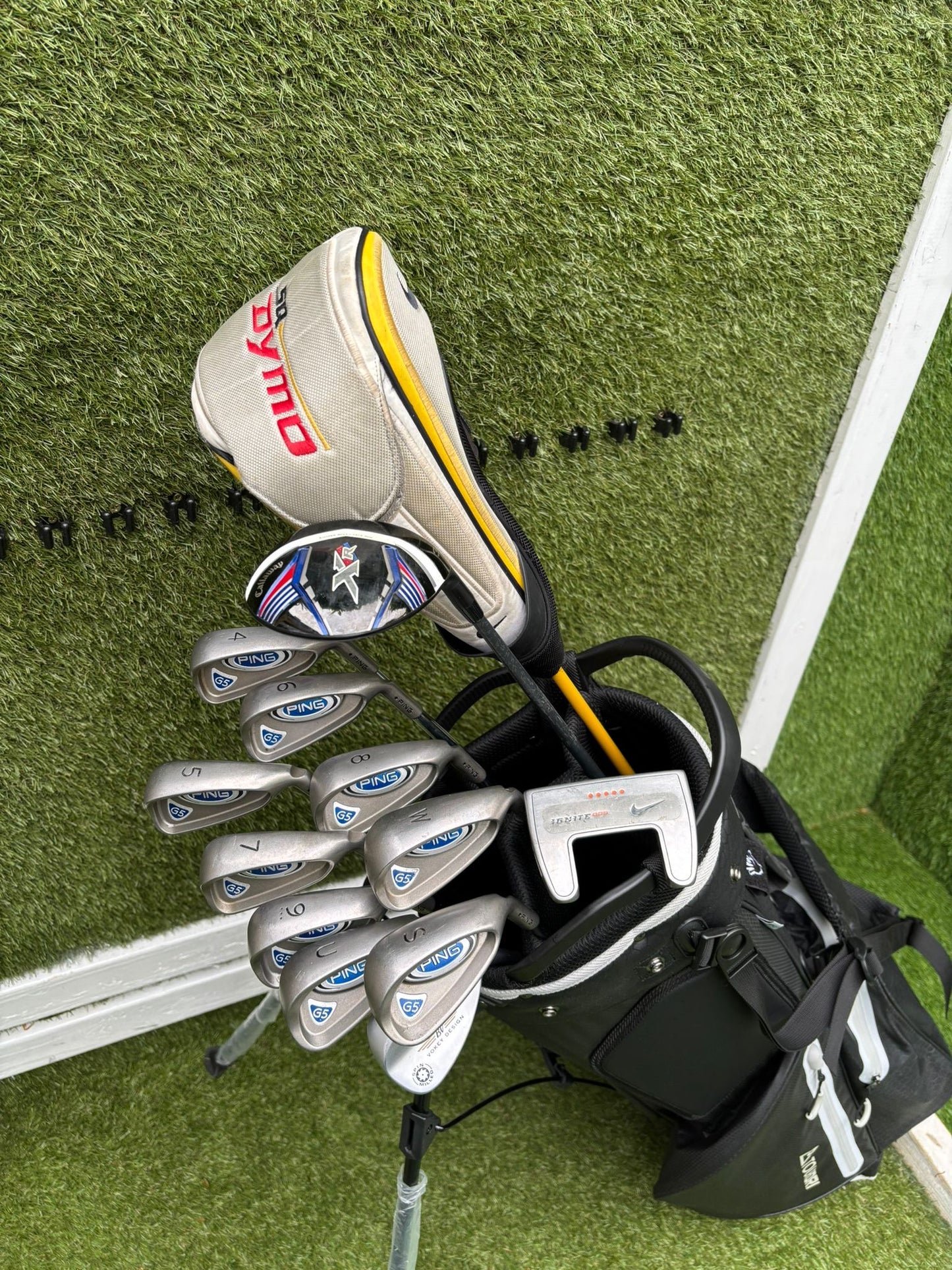 PING G5 Irons, Callaway XR 5 Wood, Nike SQ Dymo Driver, Vokey Wedge & Brand New Waterproof Stand Bag Golf Set