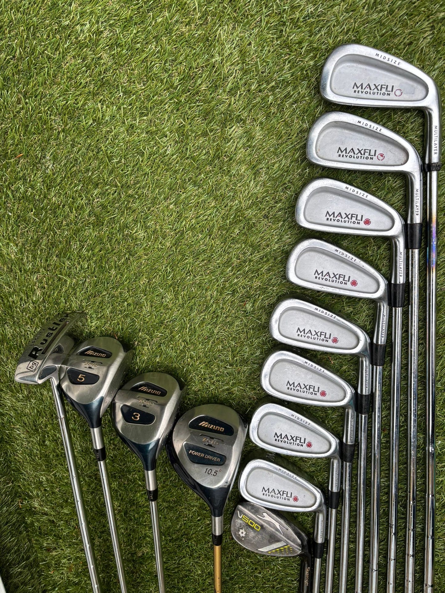 Maxfli Revolution Irons 3-PW + Mizuno Zoid Woods + Sun Mountain Cart Bag