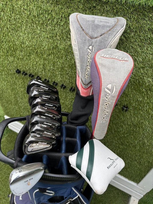 Cleveland CG16 Tour Irons (4–PW) + TaylorMade R11 Driver + R9 Fairway Wood + Odyssey 2-Ball + Cleveland Wedge + Bag