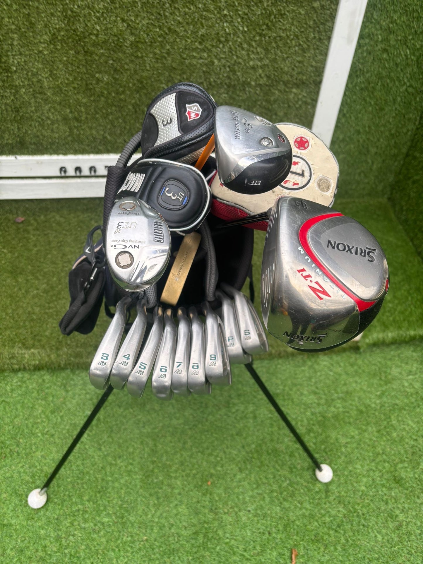 Mizuno Astron MTS Irons + Srixon Driver + Wilson Fairway + MacGregor Hybrid + Callaway Stand Bag (13 Clubs)