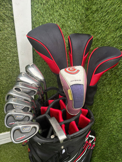 Wilson HotBlade Irons (5–SW) with Dunlop XPT Driver, Callaway & Mizuno Woods, Cleveland Hybrid Benross Cart Bag (12 Clubs)