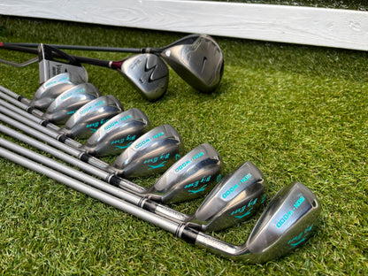 Slazenger Iron-Woods, Nike Driver, Wilson Fairway Wood, Voodoo Daddy Putter & Stand Bag
