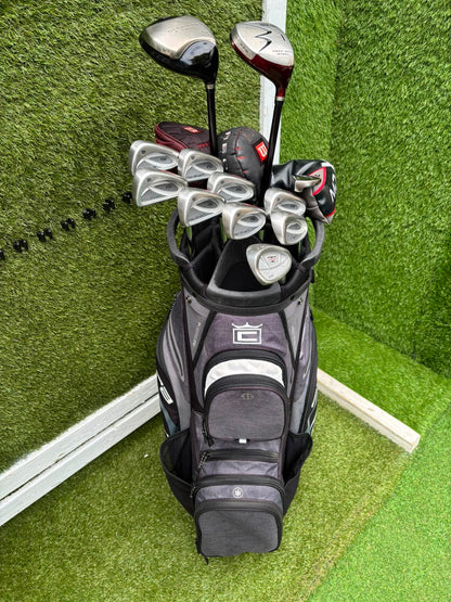 Wilson FatShaft Irons, Wilson Deep Red Driver, Wilson Deep Red 1 Wood, Benross MDX Tribe Putter & Cobra Cart Bag