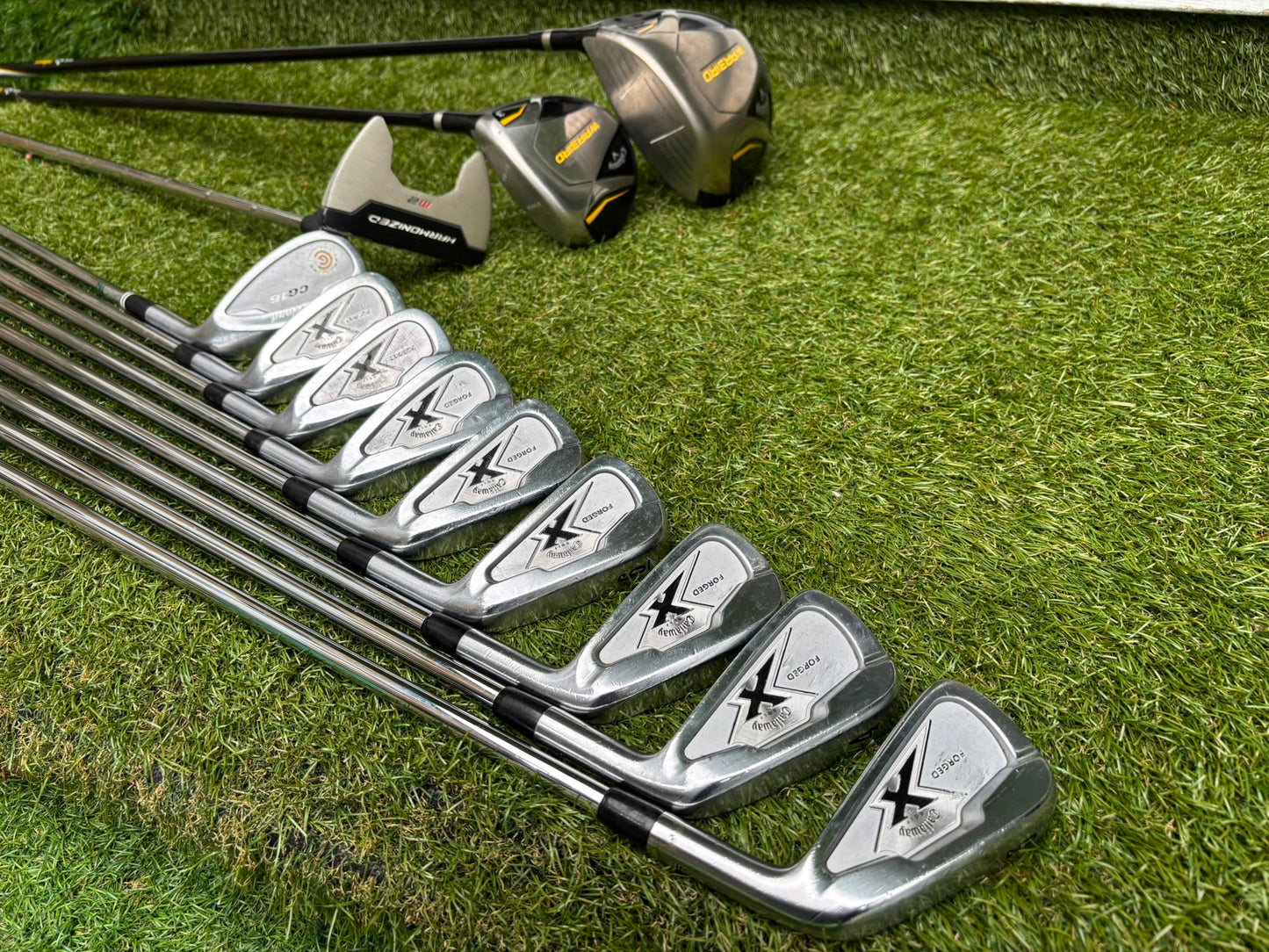 Callaway X Forged Irons, Callaway Warbird Woods, Cleveland CG16 Wedge & TaylorMade Cart Bag