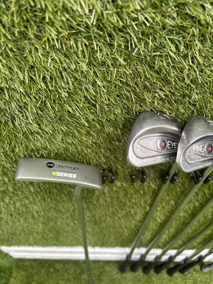 PING Eye2 Red Dot Irons, PING Zing 1 Iron, Wilson Driver, MaxFli 3 Wood & Nike Vapor X Stand Bag