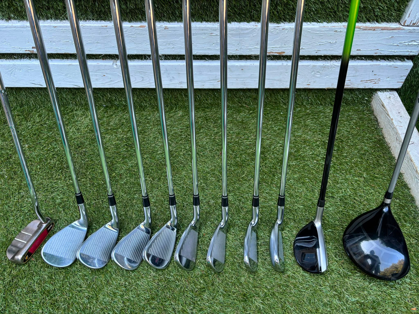 MacGregor V-Foil M565 Irons, Ping Driver, Ping Hybrid, TaylorMade Putter & Premium OUUL Camouflage Stand Bag