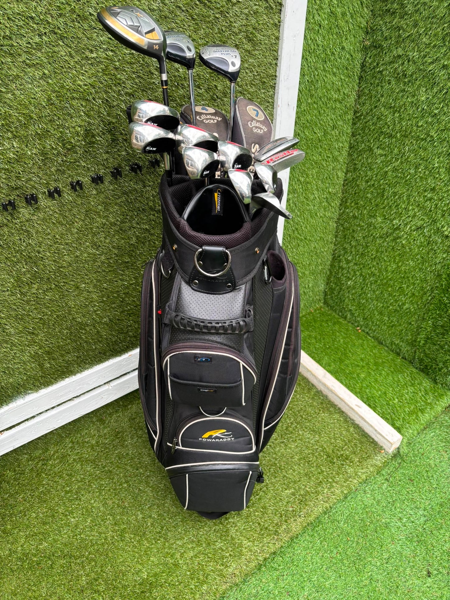 RAM Laser Hybrid Iron Set with GX7 Driver Wood, Steelhead Plus Woods & Powakaddy Bag