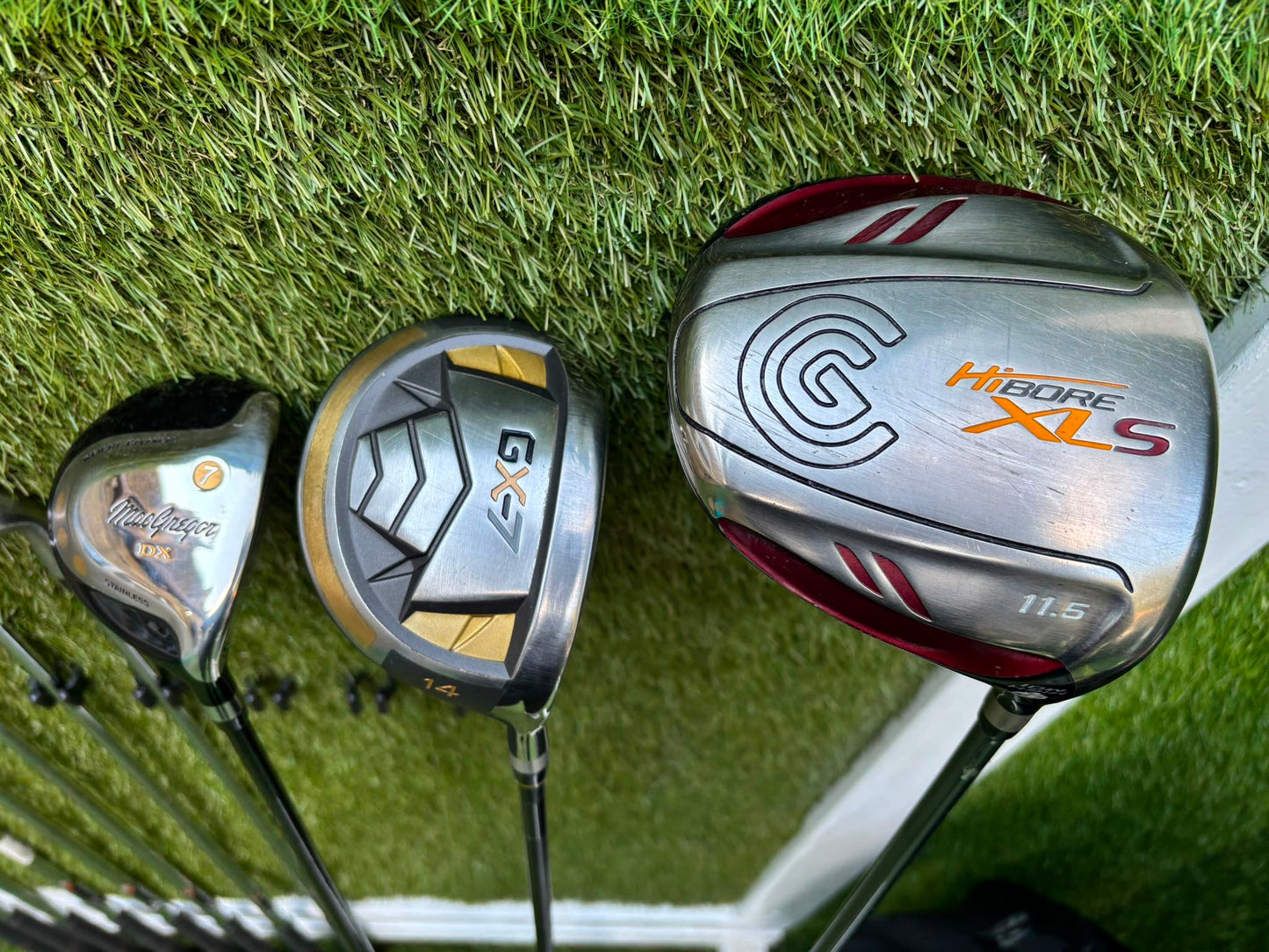 TaylorMade Irons, Cleveland Driver, GX-7 Wood, MacGregor 7 Wood, Wilson Putter & Ping Stand Bag