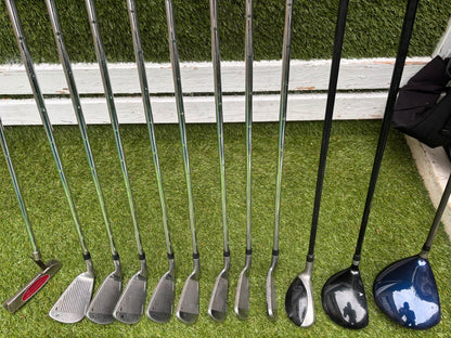 Nike Ignite Dymo² Driver, Spalding Cannon Irons (3–9, SW), TaylorMade Rescue & Rossa Putter | Callaway Stand Bag