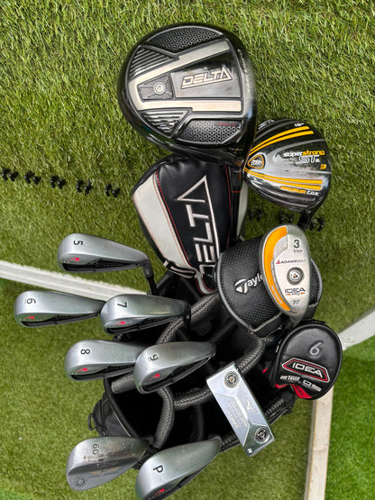 Benross Delta X Irons, Delta Driver, Adams Idea Pro Hybrid, Mizuno M-Craft IV, Vokey SM6 & Greg Norman Cart Bag