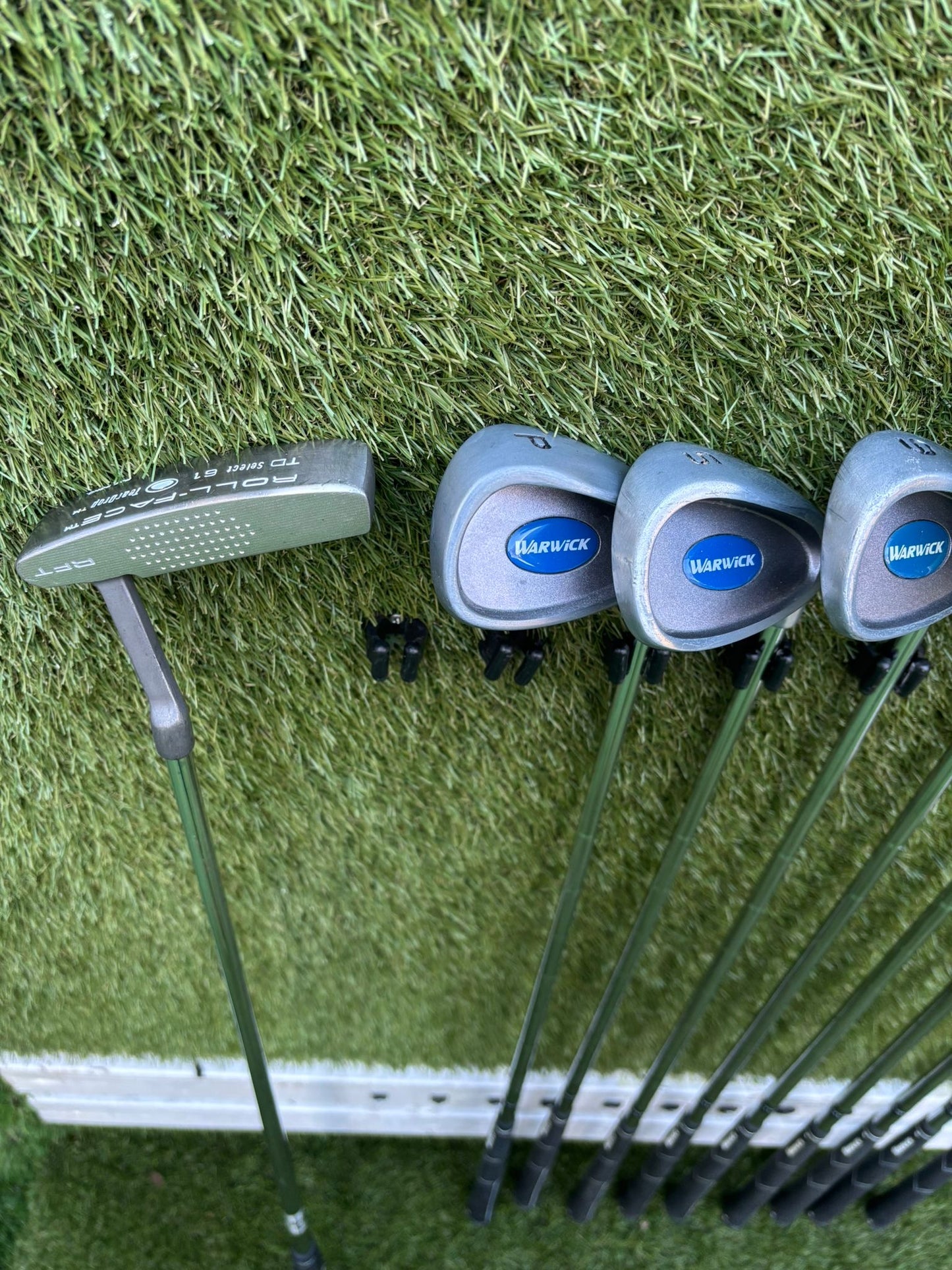 Warwick Iron Set (3–SW) + Mizuno F-60 3 Wood + Hybrid + Putter + TaylorMade Cart Bag