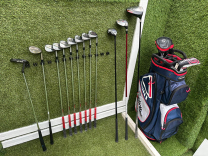 TaylorMade Tour Preferred MC Irons (4–PW) + Burner Driver, R9 Fairway, Callaway Hybrid, Ping Cadence Putter & TaylorMade Bag