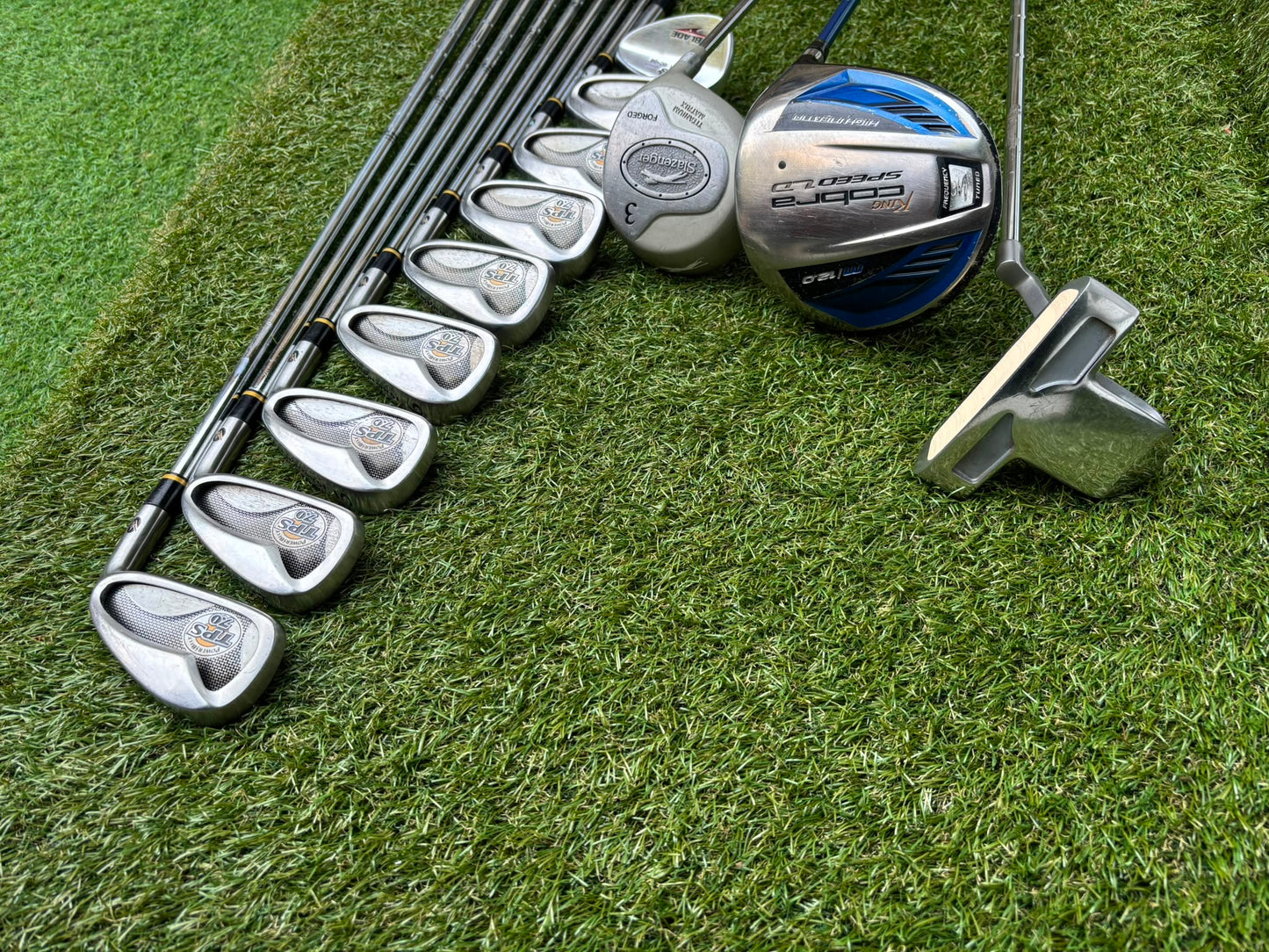PowerBilt TPS 7.0 Irons, Cobra Driver, Slazenger 3 Wood & TaylorMade Cart Bag – Complete Golf Package