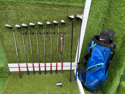 Slazenger Iron-Woods, Nike Driver, Wilson Fairway Wood, Voodoo Daddy Putter & Stand Bag