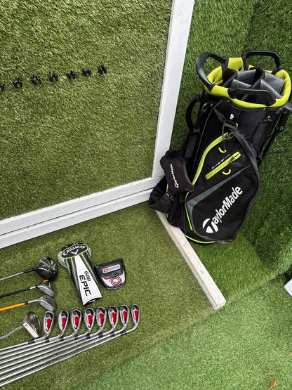 Callaway GBB Epic Adjustable Driver + TaylorMade Burner Irons (4–SW) + Ping i15 Hybrid + r7 Draw 5 Wood + Odyssey Marxman Putter