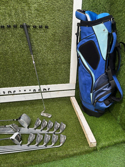 Z-MODEL II Irons + TaylorMade Woods & Hybrid + Ping Zing 2 + Donnay Putter + Peter Alliss Stand Bag – 14 Clubs