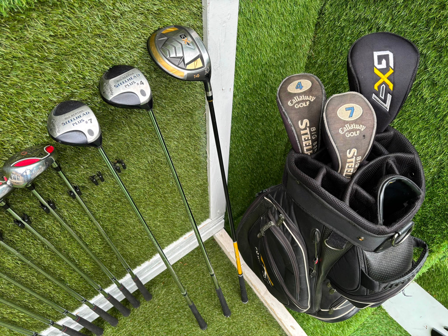 RAM Laser Hybrid Iron Set with GX7 Driver Wood, Steelhead Plus Woods & Powakaddy Bag