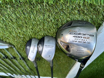 Wilson Deep Red Irons, Cobra Driver, TaylorMade Wood, TaylorMade Hybrid, Ping Putter Callaway Cart Bag