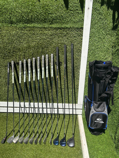 Mizuno Zoid Comp CT Irons 3–SW, Mizuno Woods & Cobra Stand Bag Golf Set