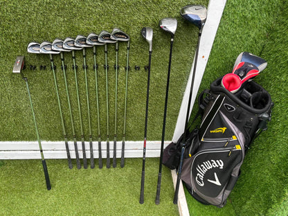 Nike Ignite Dymo² Driver, Spalding Cannon Irons (3–9, SW), TaylorMade Rescue & Rossa Putter | Callaway Stand Bag