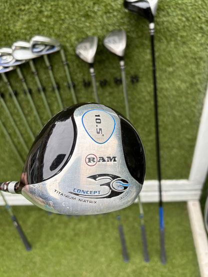 RAM Concept SG Full Golf Set 5–SW + 460cc Driver, Hybrids, Putter & Cart Bag