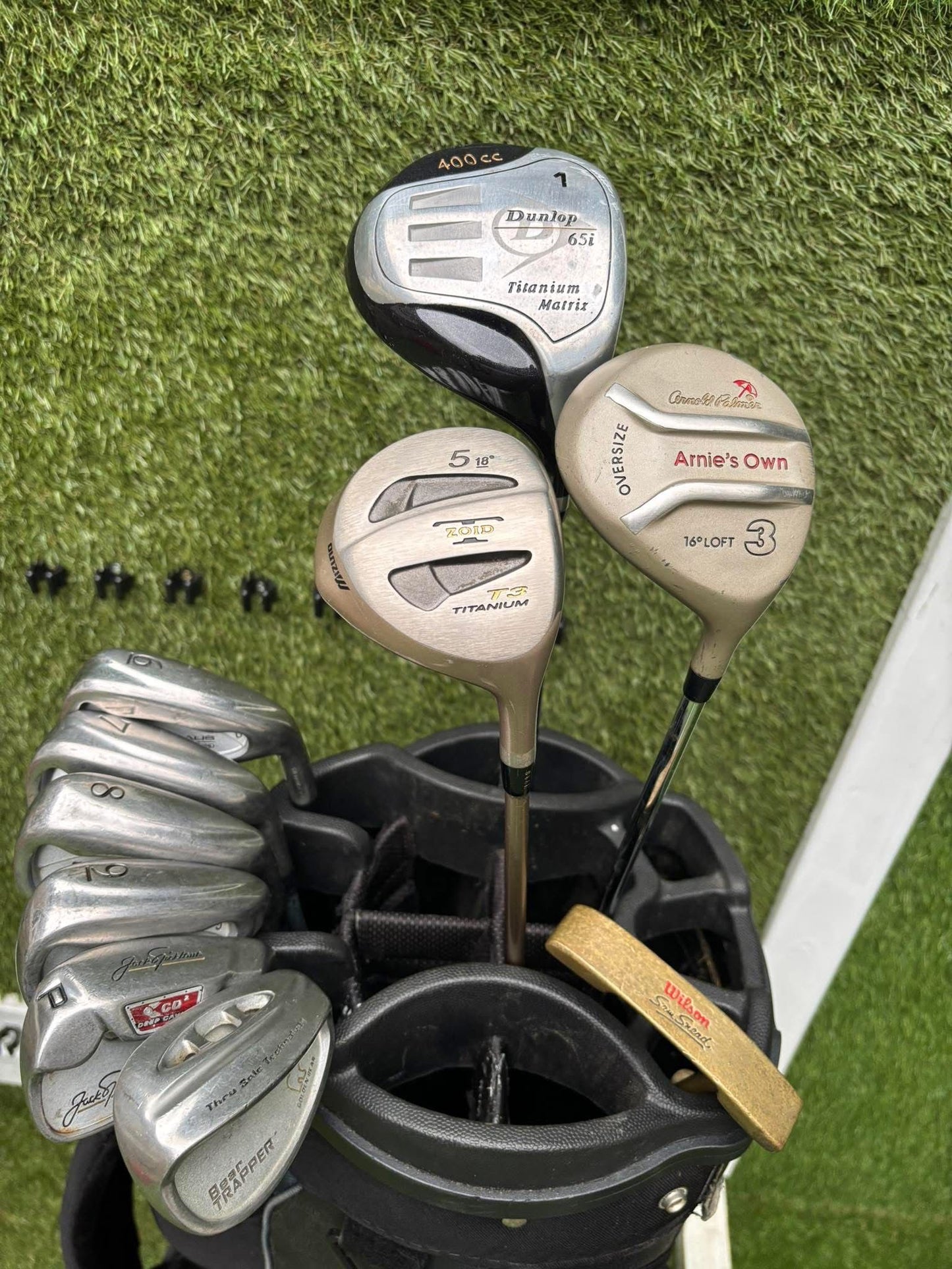 Jack Nicklaus Hybrid Irons + Dunlop / Arnold Palmer / Mizuno Woods + Golden Bear Wedge + Bag – 10 Club Set £164.00 Free Delivery