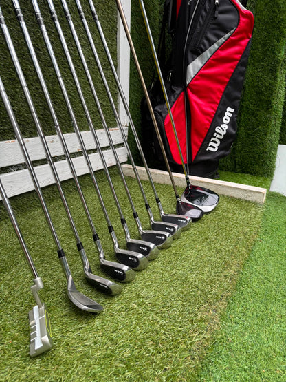 RAM Laser Hybrid Irons, Nike SQ Sumo² Driver, Cobra SZ Fairway Wood, Slazenger V Series Putter & Wilson Tour RX Stand Bag