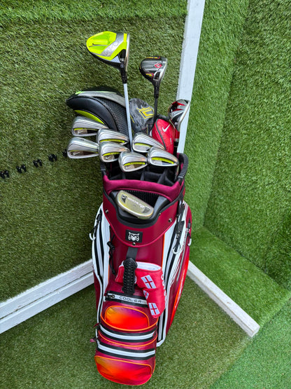 Nike Slingshot 4D Irons, Nike Driver, Cobra 4 Wood, Nike VR_S Hybrid, Odyssey Putter, New Lynx Waterproof Cart Bag