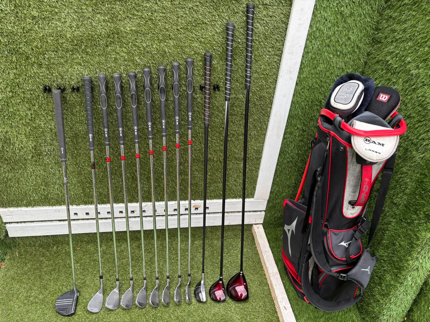 Wilson Deep Red Woods + Ram Concept Irons Set + Mizuno Stand Bag - Free P&P