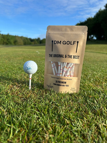 The O G-Not A Castle Tee Premium 70mm Bamboo Golf Tee With Orange, Pink & Red Castle Height Indicators-30 Pack