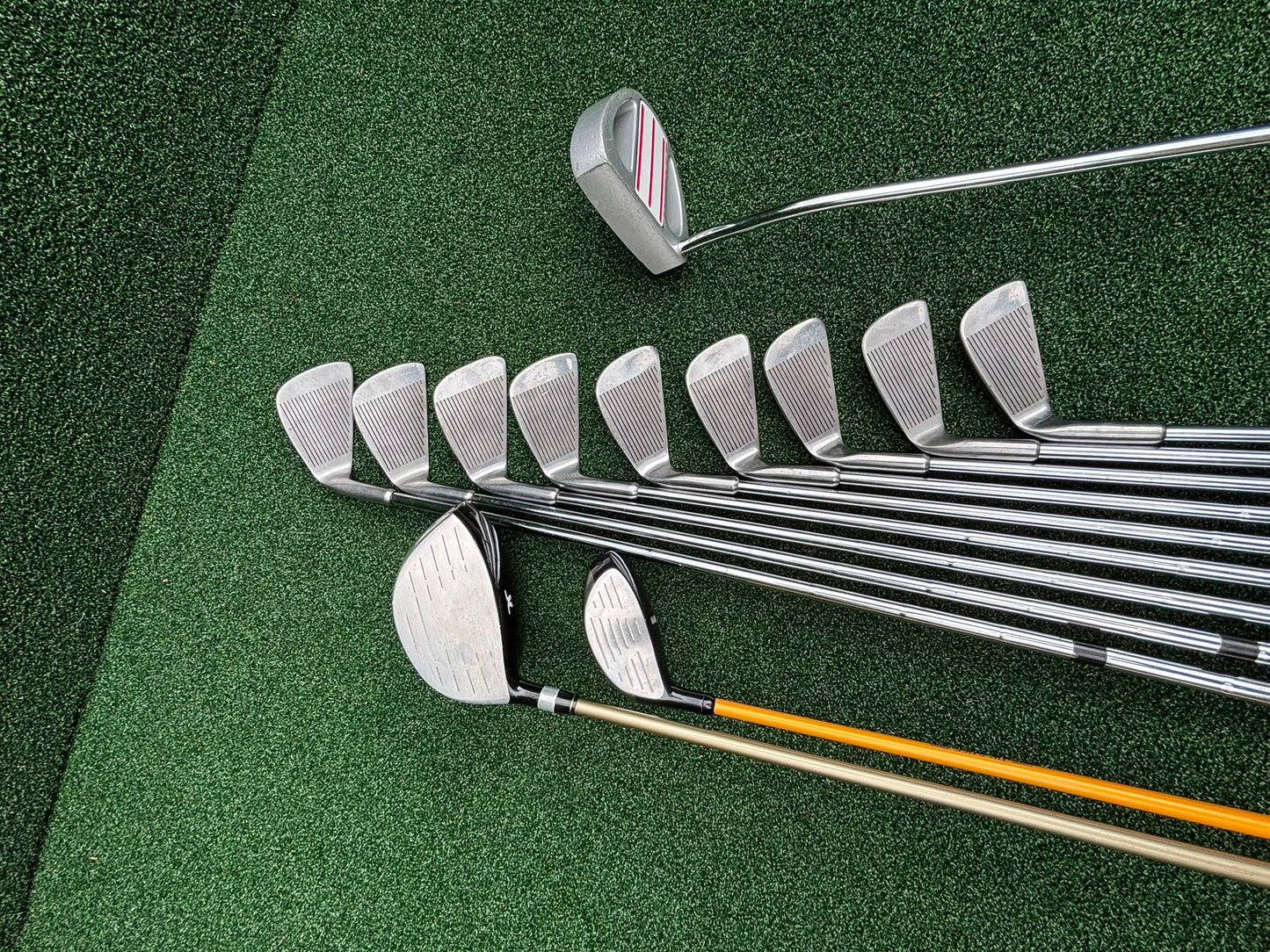 Pinseeker 3–SW Full Golf Set + John Letters Driver, MD Golf 3 Wood & Slazenger Putter