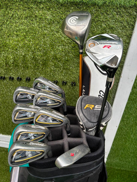 Cleveland CG7 Tour Irons, TaylorMade R9 Hybrid, Cleveland Launcher Driver & Ping Bag