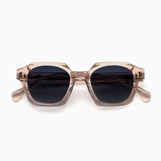 THEO Polarised Sunglasses, Unisex, Beige Crystal, Grey Gradient by TrueVivid