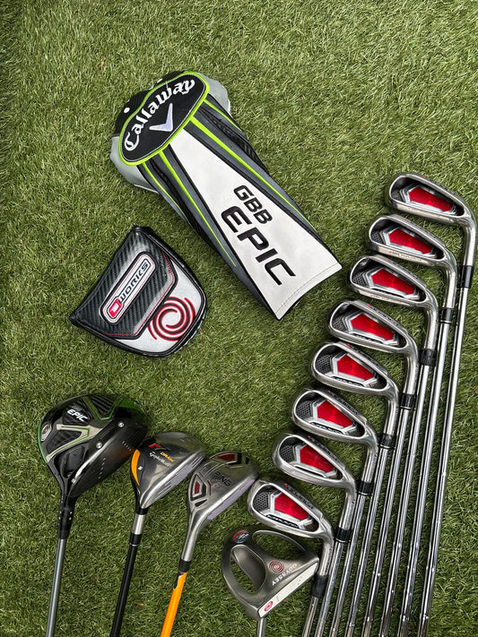 Callaway GBB Epic Adjustable Driver + TaylorMade Burner Irons (4–SW) + Ping i15 Hybrid + r7 Draw 5 Wood + Odyssey Marxman Putter
