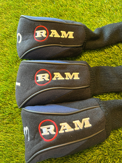 Ram Concept Wood set 3-17 degree, 5-21 degree, 7-24 degree Graphite regular flex Shaft - RH head covers included
