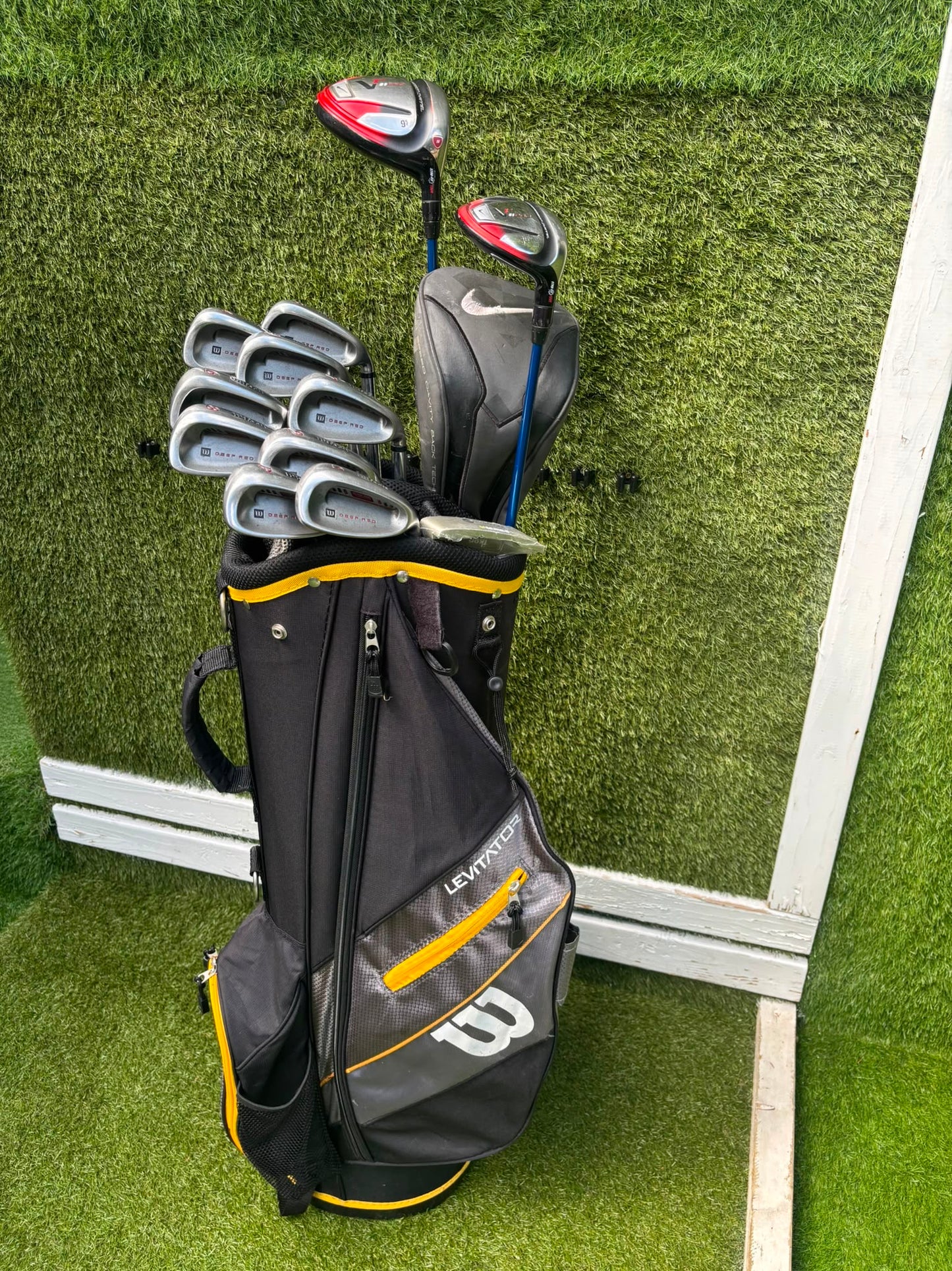 Wilson Deep Red Irons, Nike VR II Pro Woods, Brand New Putter & Wilson Cart Bag