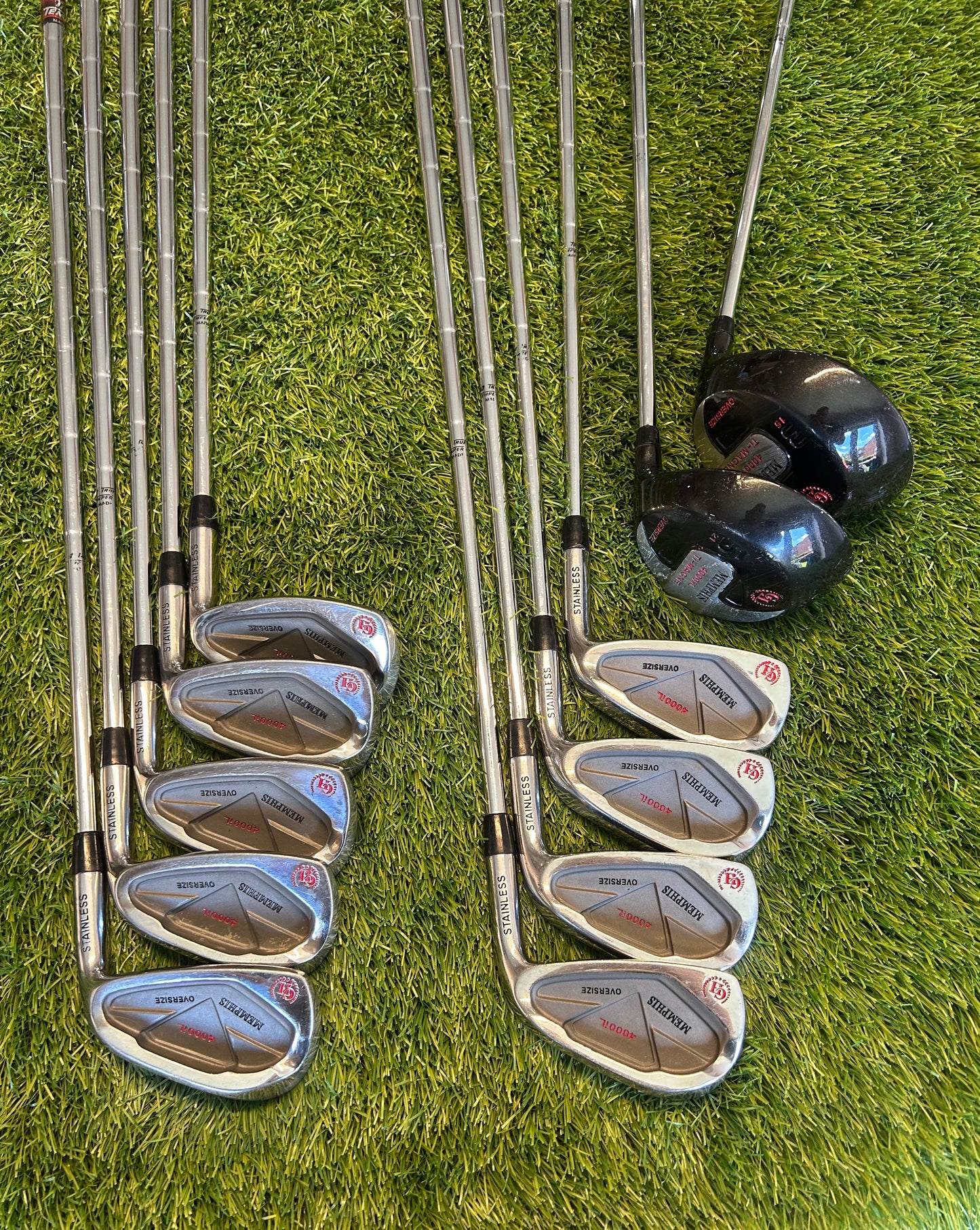 Memphis 4000iL Complete Golf Irons set 3-PW & SW + 3 wood & 5 Wood Oversize Heads Reg Flex RH