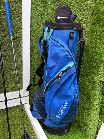 Slazenger Iron-Woods, Nike Driver, Wilson Fairway Wood, Voodoo Daddy Putter & Stand Bag