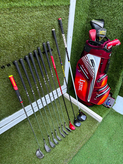 Nike Slingshot 4D Irons, Nike Driver, Cobra 4 Wood, Nike VR_S Hybrid, Odyssey Putter, New Lynx Waterproof Cart Bag