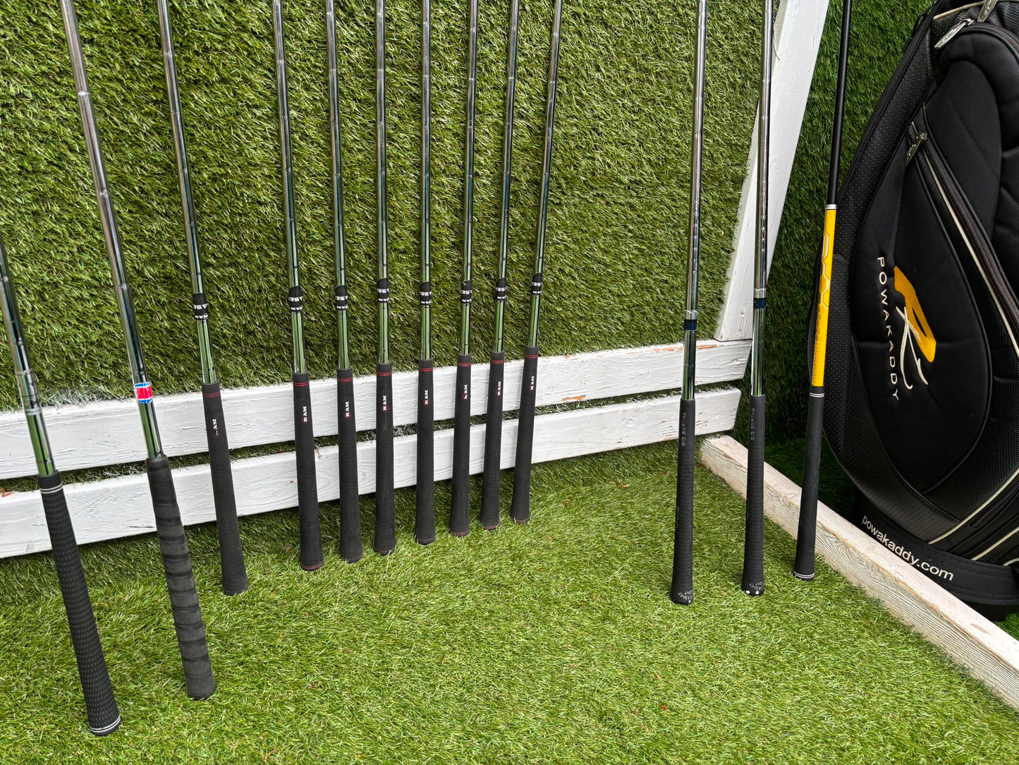 RAM Laser Hybrid Iron Set with GX7 Driver Wood, Steelhead Plus Woods & Powakaddy Bag